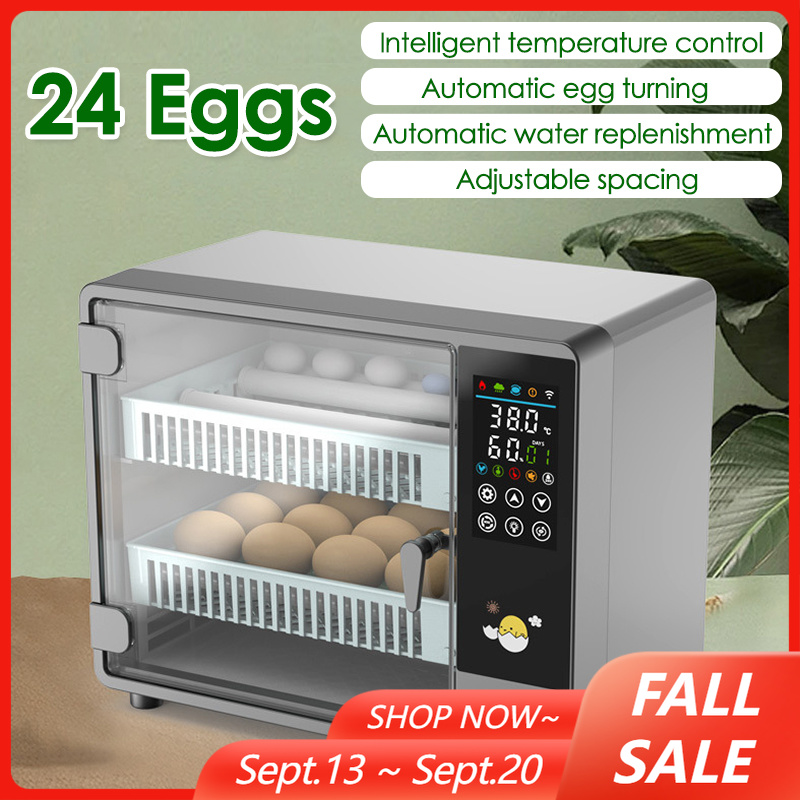 Quail Egg Incubator - 24-Eier-Vollautomatik-Inkubator zum Drehen von Eiern, Touch-Temperaturregelung,